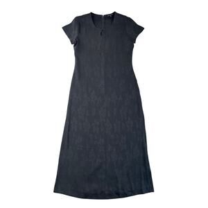 Essence Black Floral Jacquard Midi Maxi Dress Keyhole Neck  - EU 38 US 6